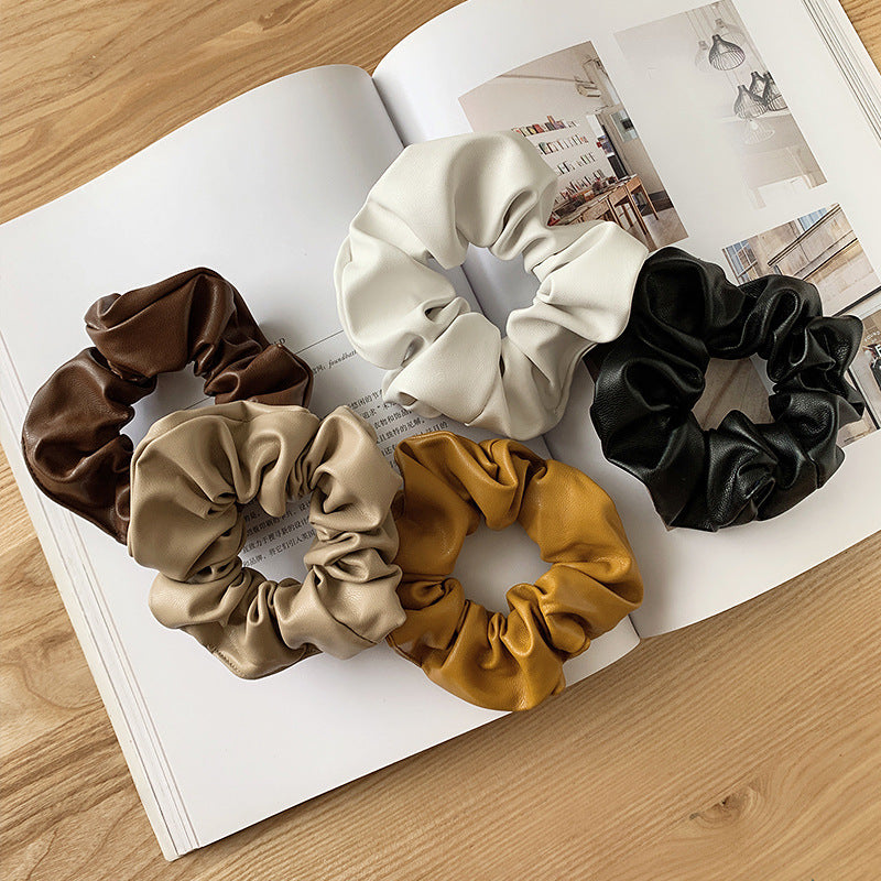 PU Leather Tie Hair Ring Solid Color Hair Accessories