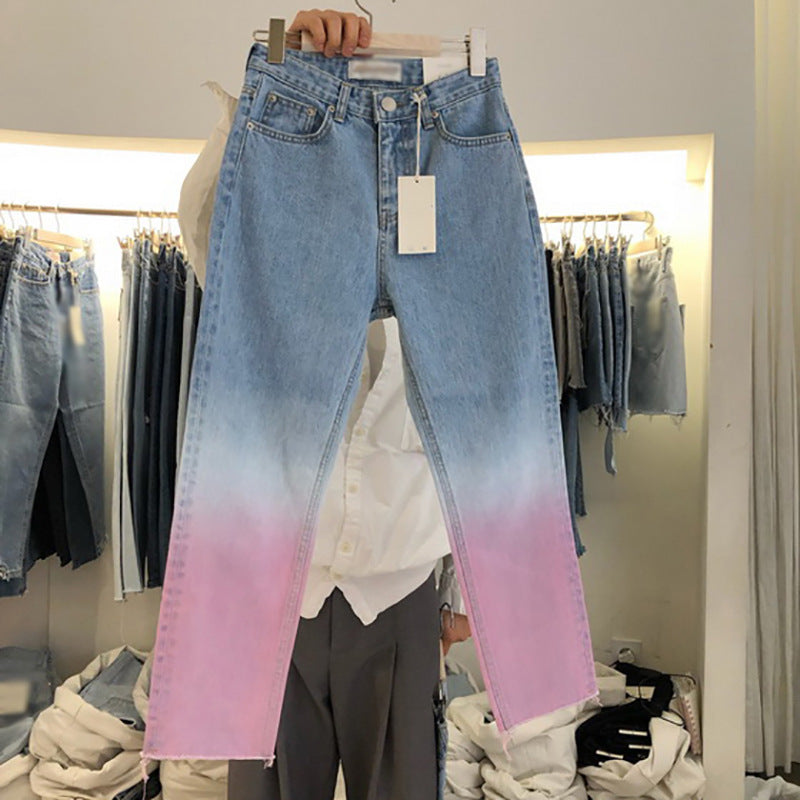 Female Personality Frayed Denim Trousers