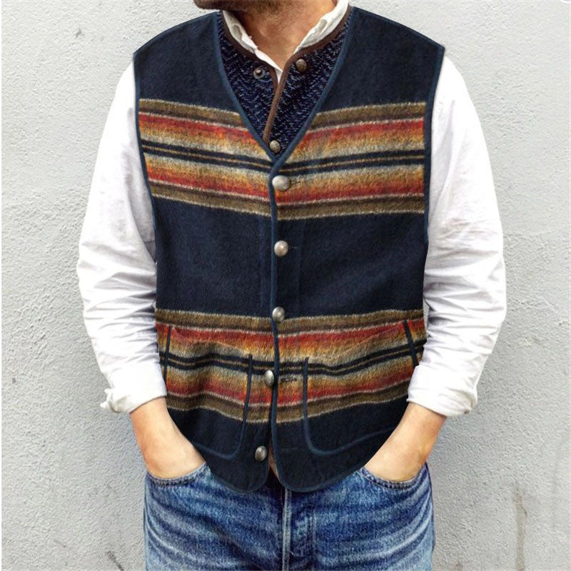 Temperament Fashion Striped Vest Sleeveless Printed Vest