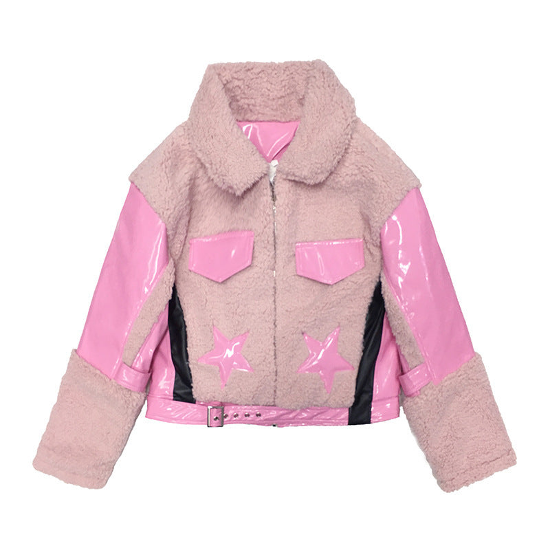 Lambskin Patent Leather Shiny Pink Coat