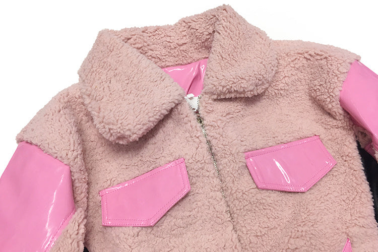 Lambskin Patent Leather Shiny Pink Coat