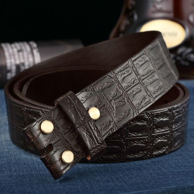 Headless Belt Men's Leather Without Head Pin Buckle