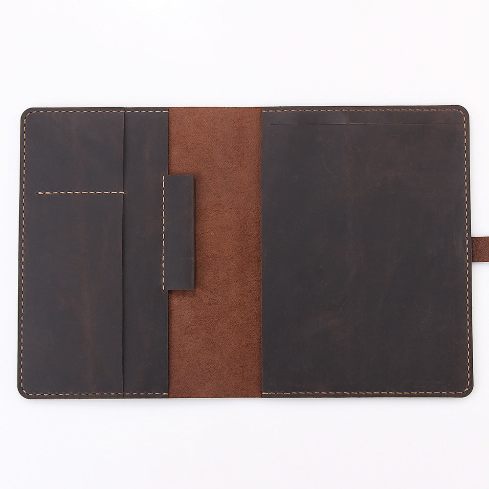 Hand-Made Retro Crazy Horse Leather A5 Manager Folder Business Multifunctional Folder Can Be Customized