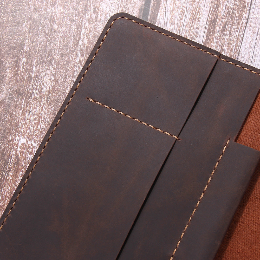 Hand-Made Retro Crazy Horse Leather A5 Manager Folder Business Multifunctional Folder Can Be Customized