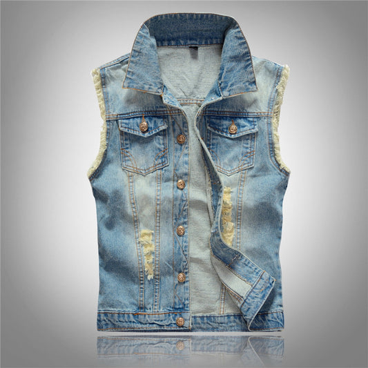 Men's denim ripped vest