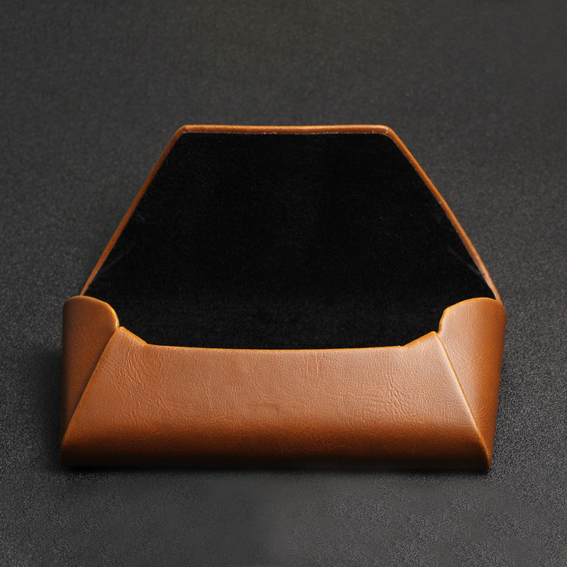 High-End Handmade Japanese Style Crazy Horse Leather Brown Pu Leather Glasses Case