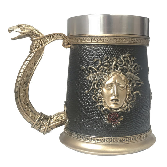 German Beer Mug Greek Myth Meidusa Mug Stainless Steel Beer Mug Medusa Snake Hair Beauty