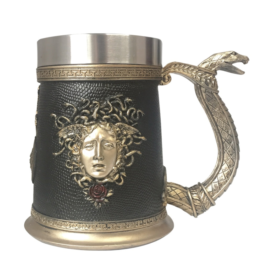 German Beer Mug Greek Myth Meidusa Mug Stainless Steel Beer Mug Medusa Snake Hair Beauty