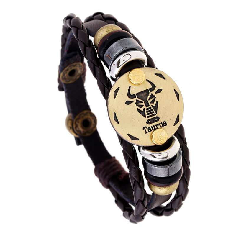 Twelve Constellation Leather Bracelet