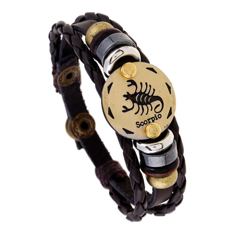 Twelve Constellation Leather Bracelet