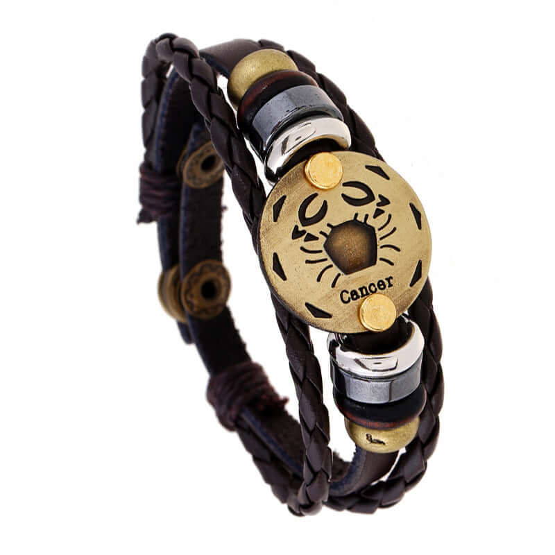 Twelve Constellation Leather Bracelet