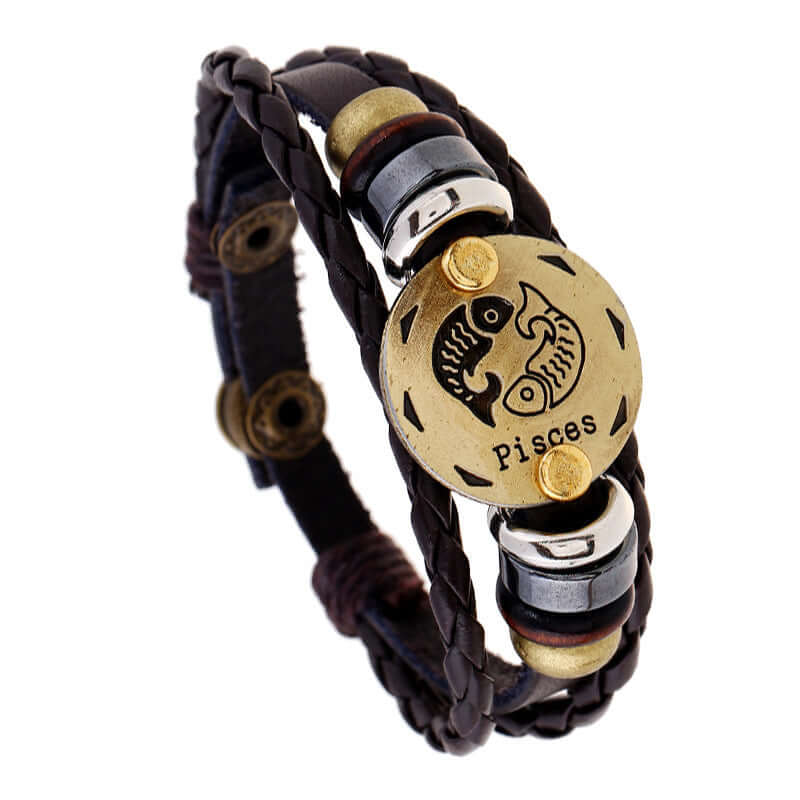 Twelve Constellation Leather Bracelet