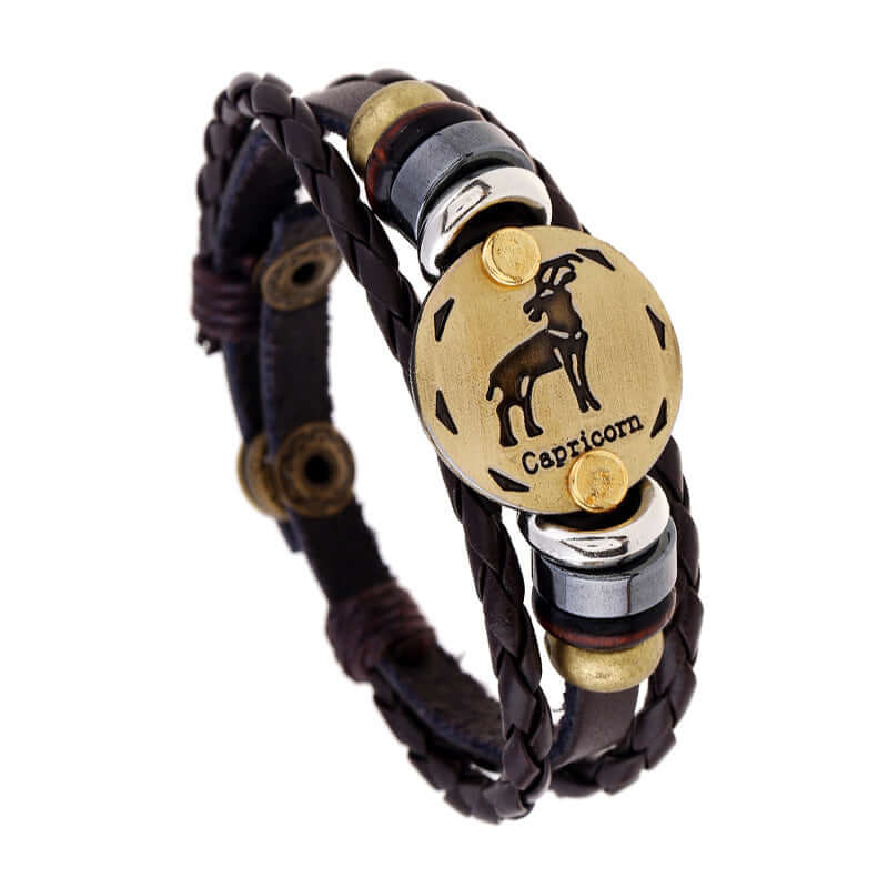 Twelve Constellation Leather Bracelet