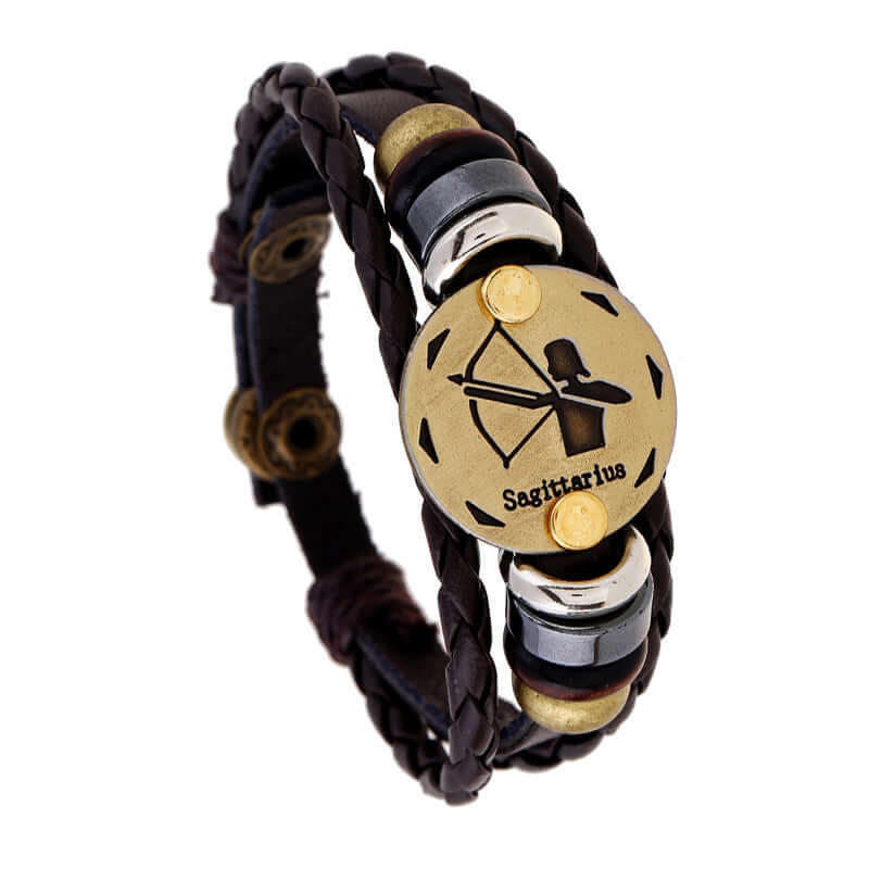 Twelve Constellation Leather Bracelet