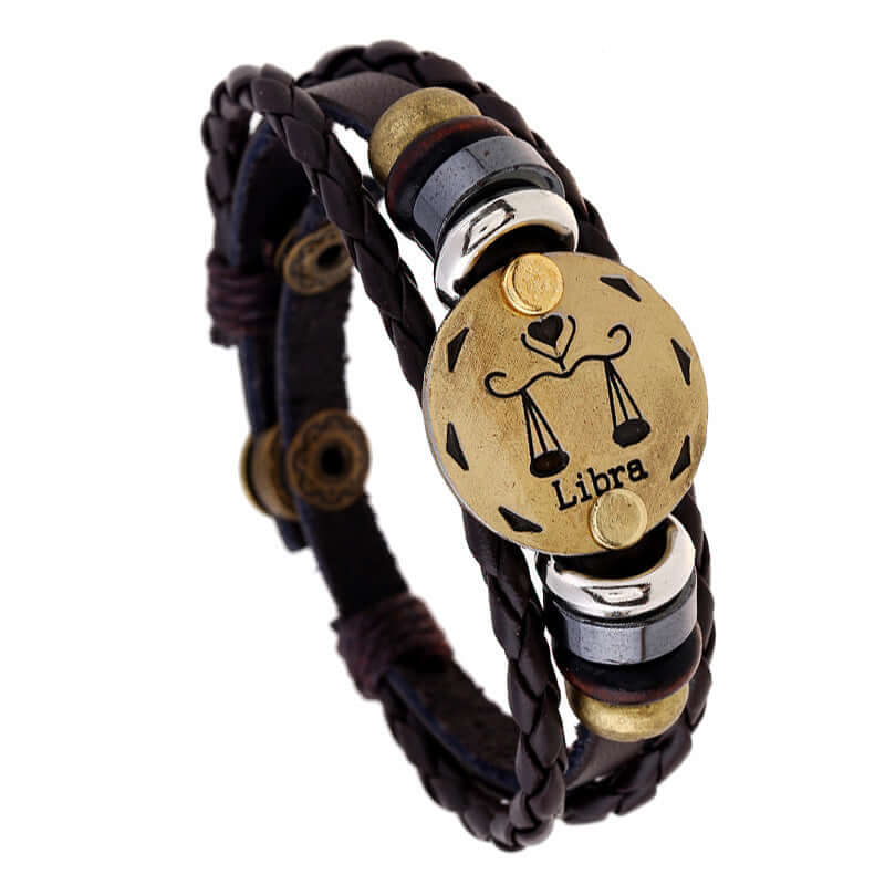 Twelve Constellation Leather Bracelet