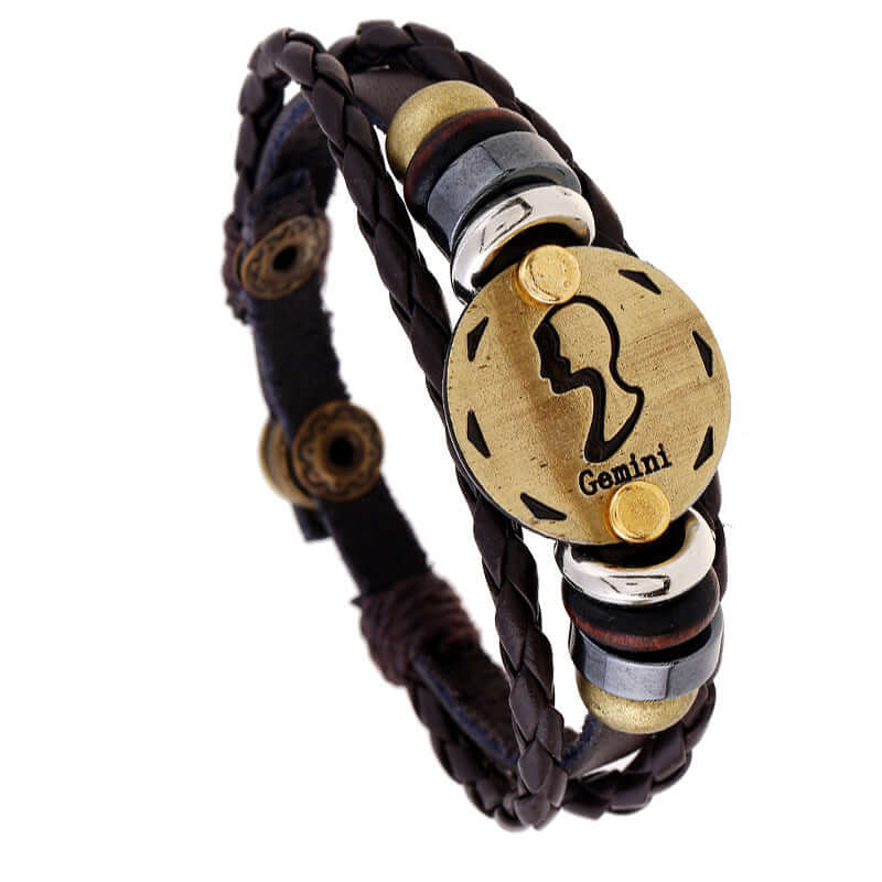 Twelve Constellation Leather Bracelet