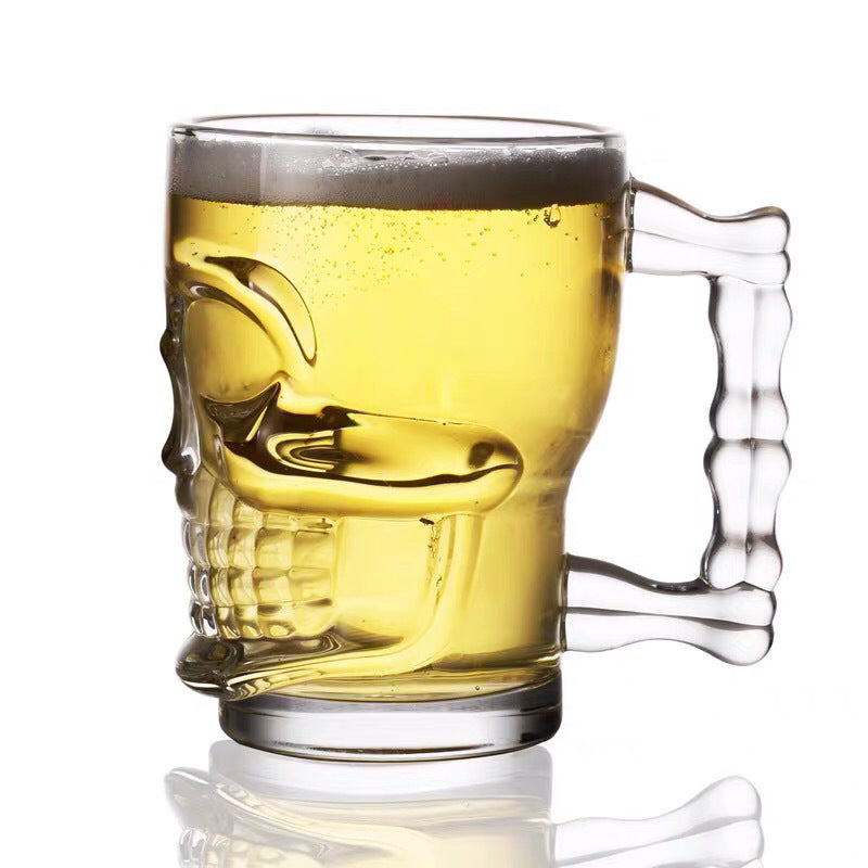 Lead-Free Glass Creative Personality Skull Mug Large Capacity Draft Beer Mug With Beer Mug, Teacup Thickened And Heat-Resistant