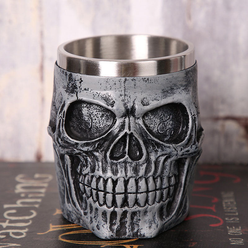 Skull Grim Reaper Mug Personalized Drinking Cup Creative 3D Three-Dimensional Stainless Steel Ghost Head Mug