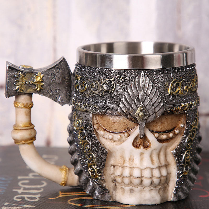 Skull Grim Reaper Mug Personalized Drinking Cup Creative 3D Three-Dimensional Stainless Steel Ghost Head Mug