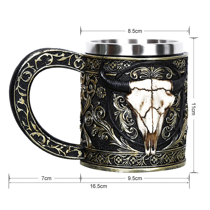 Skull Grim Reaper Mug Personalized Drinking Cup Creative 3D Three-Dimensional Stainless Steel Ghost Head Mug