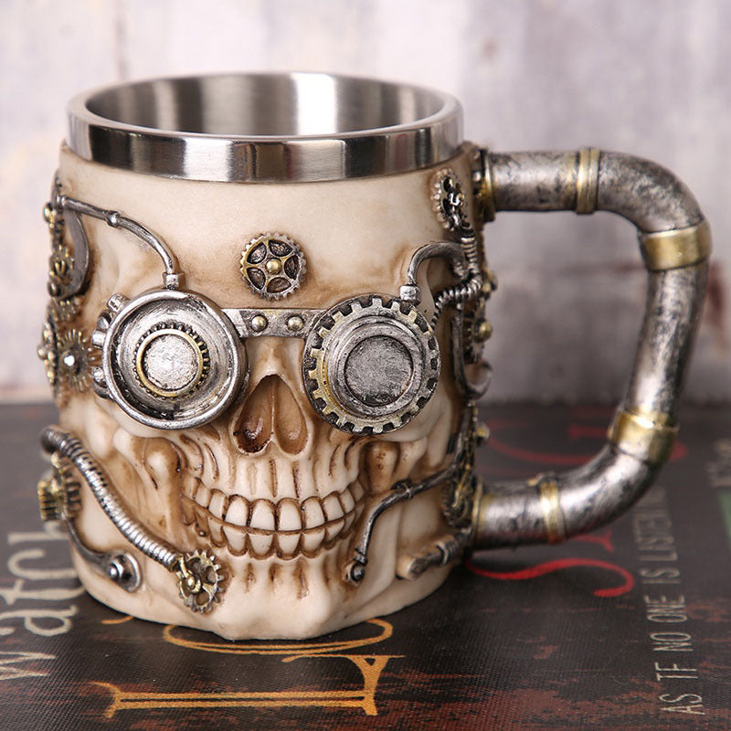 Skull Grim Reaper Mug Personalized Drinking Cup Creative 3D Three-Dimensional Stainless Steel Ghost Head Mug