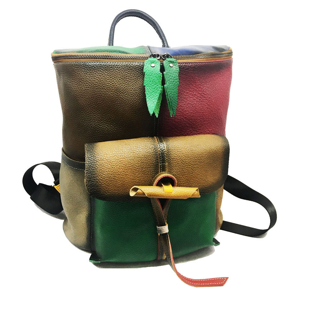 Hand-rubbed Color Cowhide Large-Capacity Leather Backpack