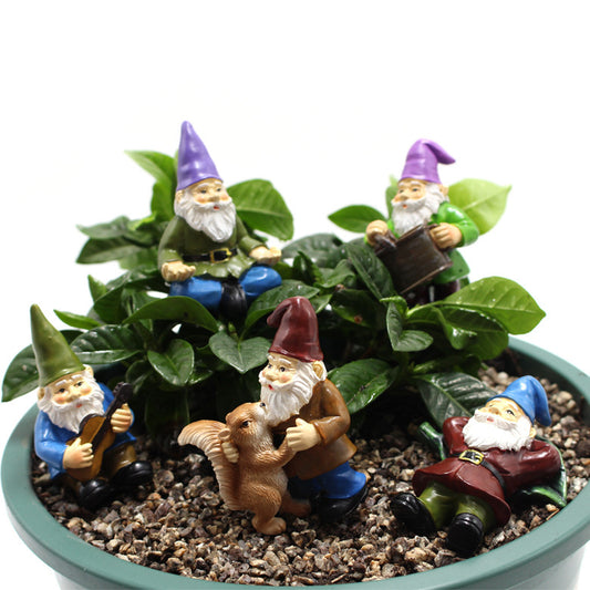 Spot Resin Color Dwarf Cake Decoration Garden Elf Flower Set 5 Piece Set Baking Garden Decoration