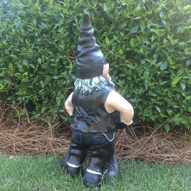 Resin Outdoor Garden Dwarf Statue, Motorcycle Rider Dwarf Ornaments, Black Garden Dwarf