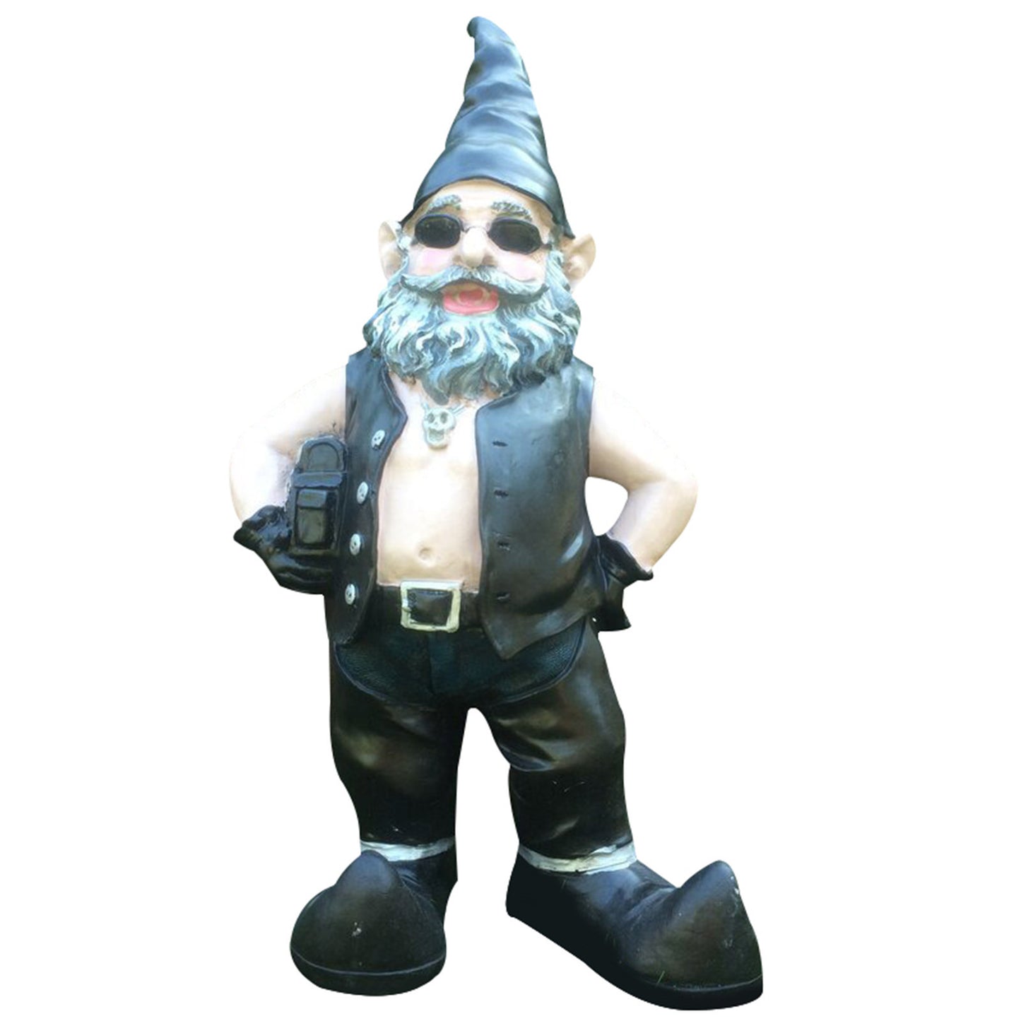 Resin Outdoor Garden Dwarf Statue, Motorcycle Rider Dwarf Ornaments, Black Garden Dwarf