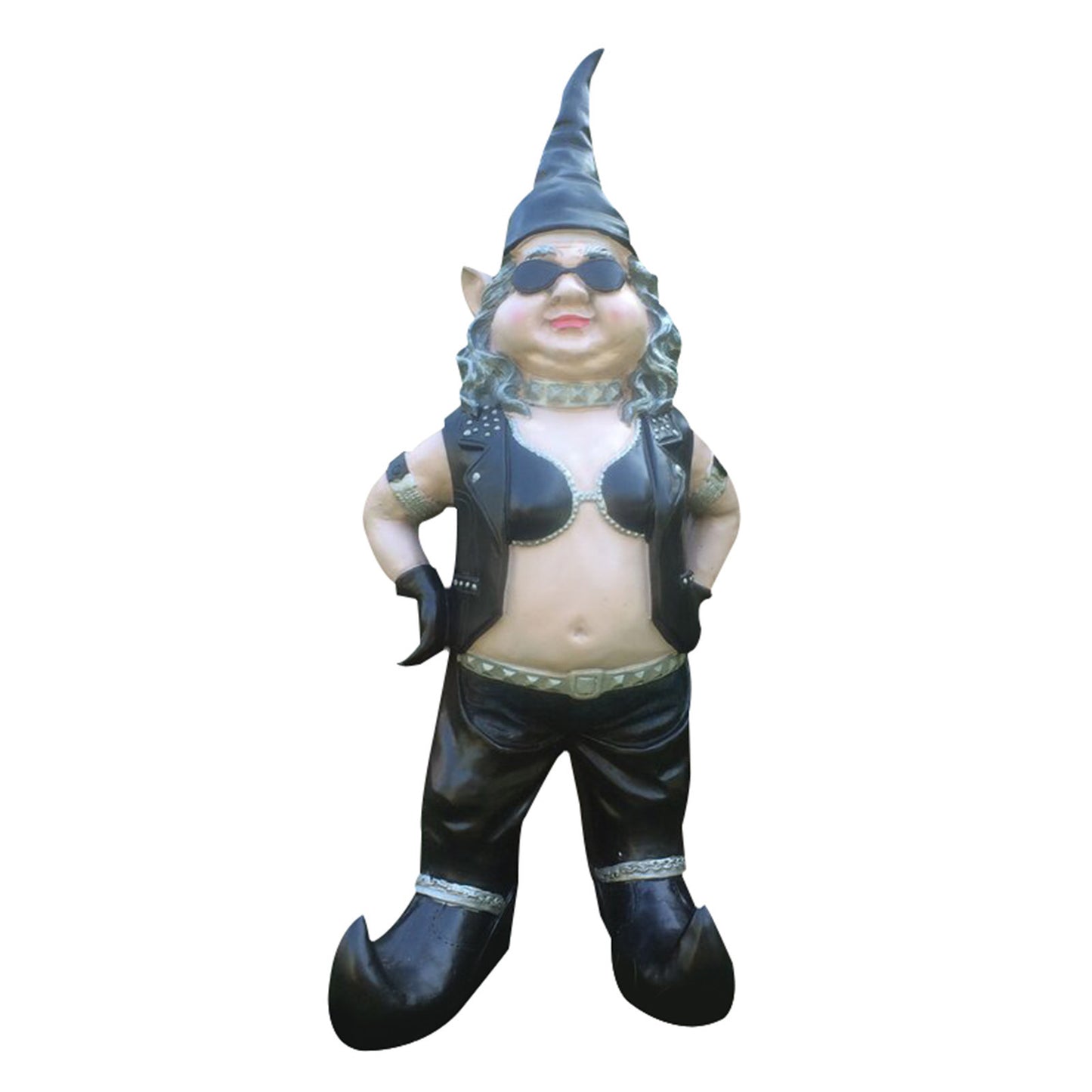 Resin Outdoor Garden Dwarf Statue, Motorcycle Rider Dwarf Ornaments, Black Garden Dwarf