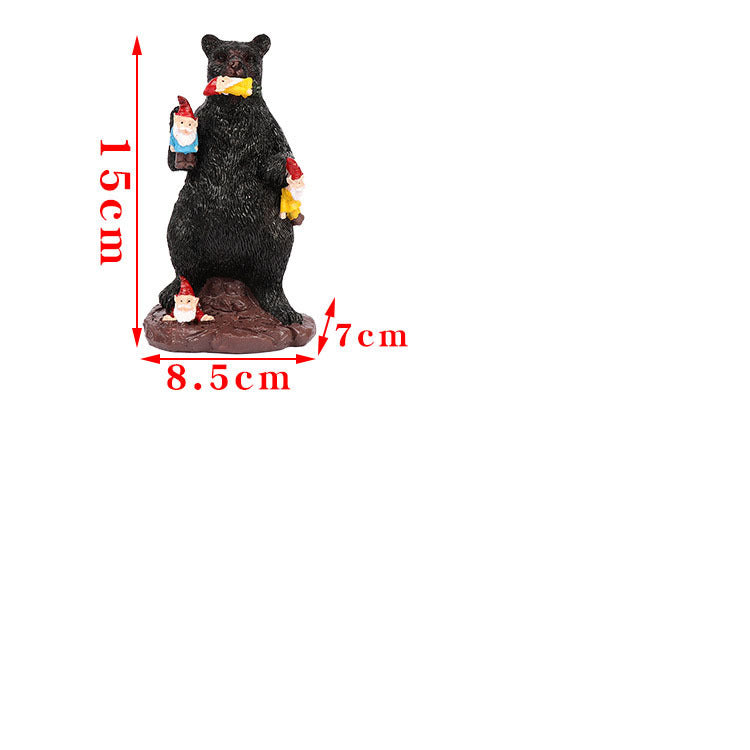 Resin Statue Black Bear Dwarf Ornament