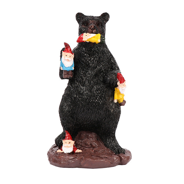 Resin Statue Black Bear Dwarf Ornament