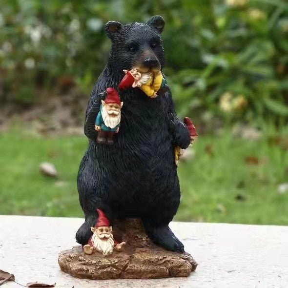 Resin Statue Black Bear Dwarf Ornament