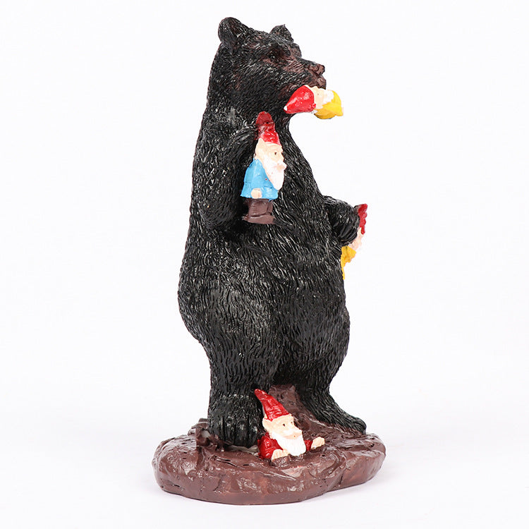 Resin Statue Black Bear Dwarf Ornament