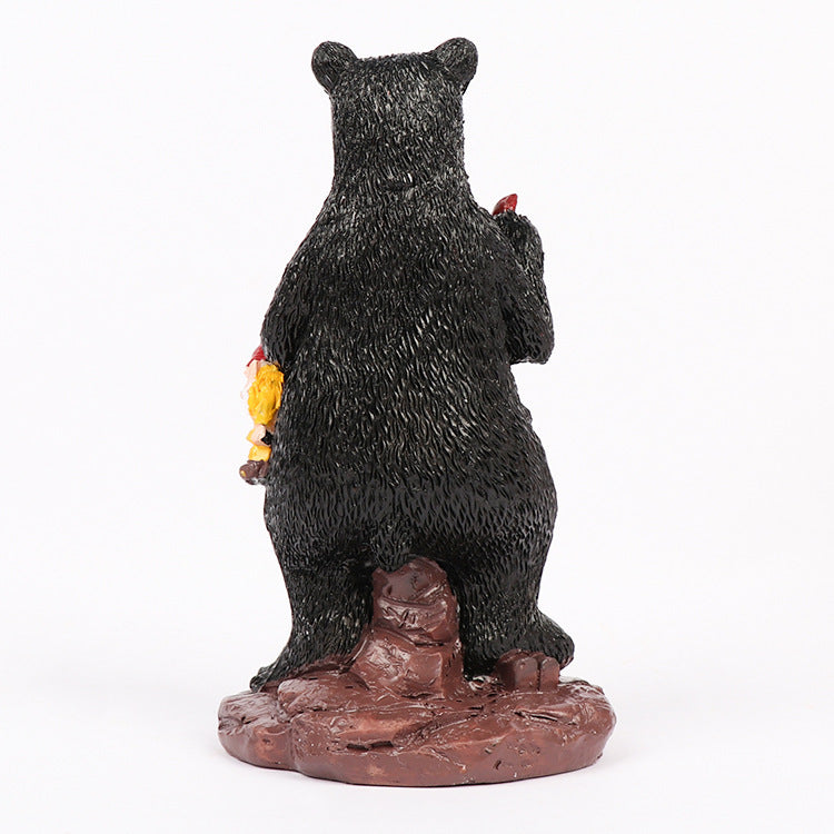 Resin Statue Black Bear Dwarf Ornament