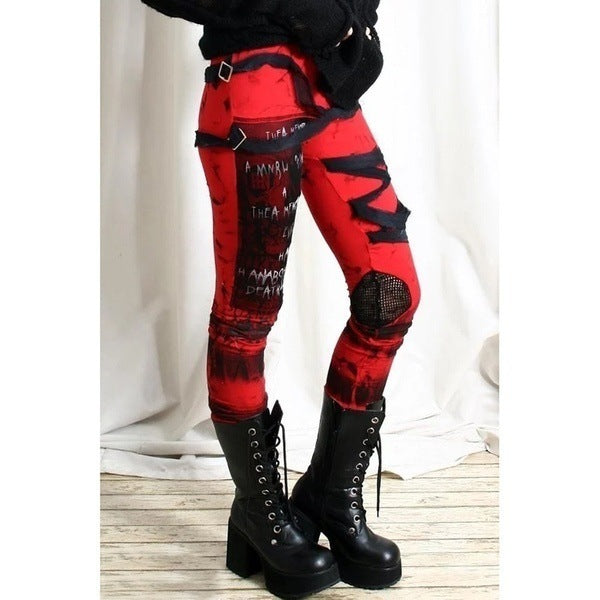 Gothic Mesh Lace-up Leggings