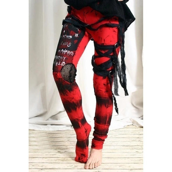 Gothic Mesh Lace-up Leggings