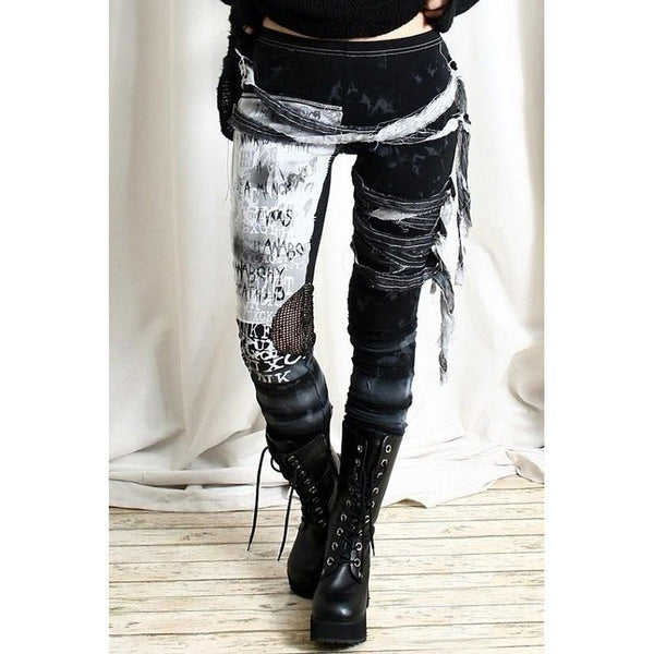 Gothic Mesh Lace-up Leggings