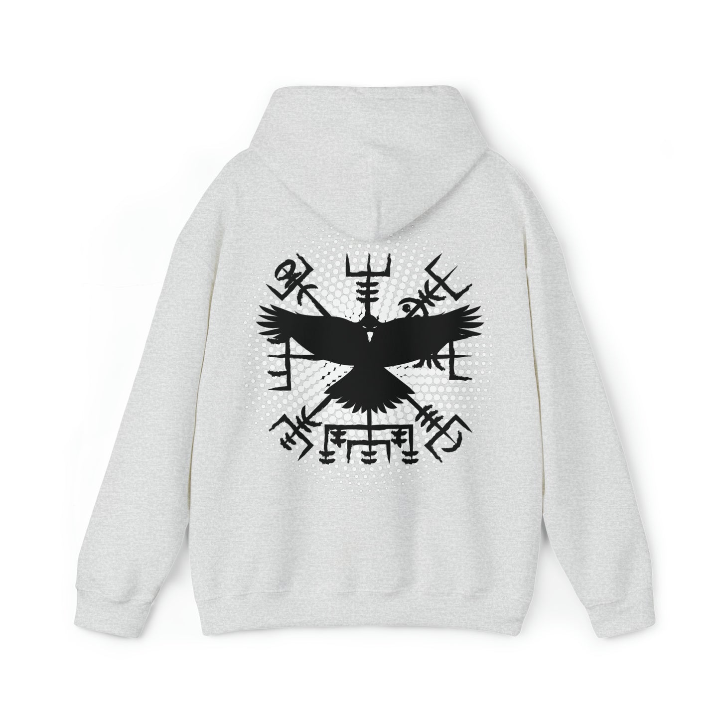 hoodie made of strong cotton - vegvisir raven picture on the back