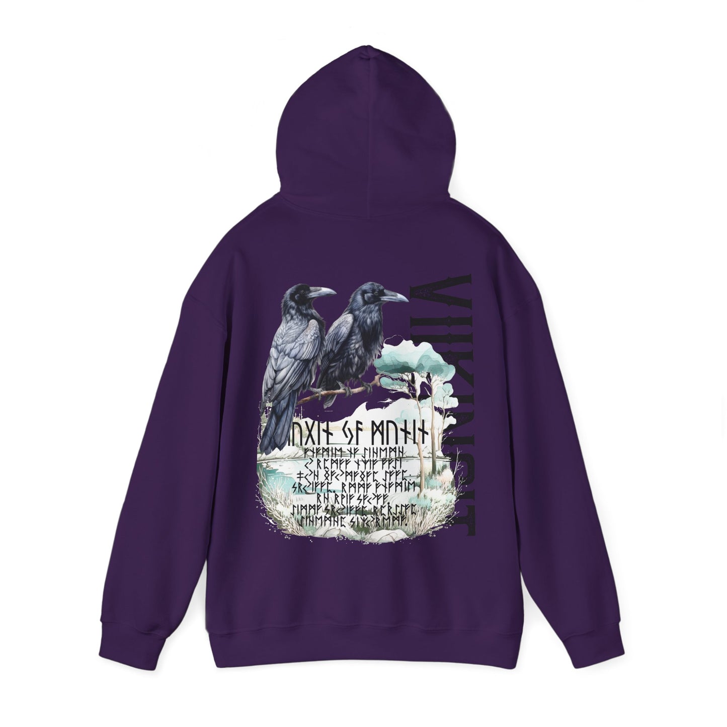 hoodie made of strong cotton - viking raven picture on the back