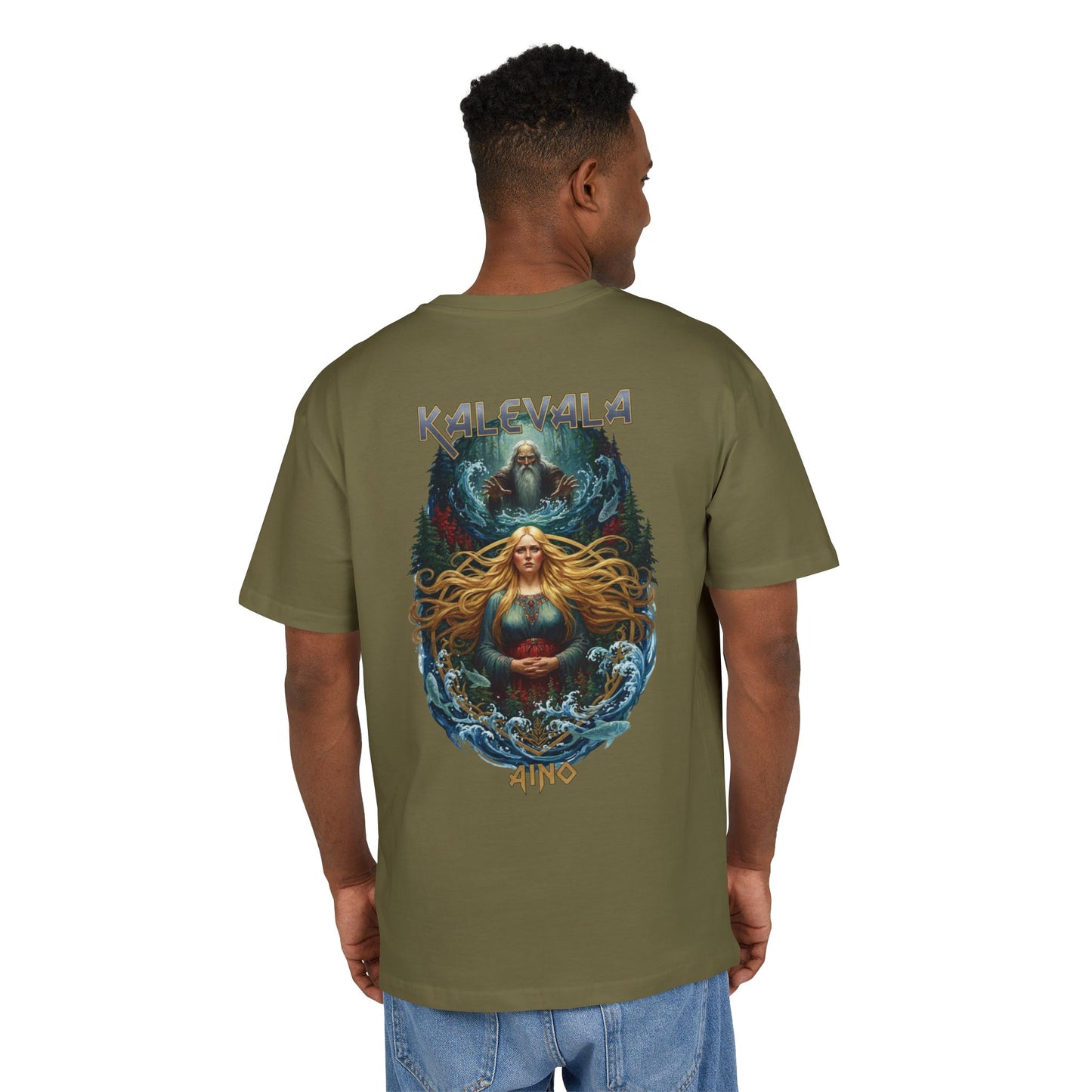 Kalevala Aino ja Väinämöinen – Kalevalan kohtalokas kohtaaminen rock-henkinen paita -  Oversize  T-paita