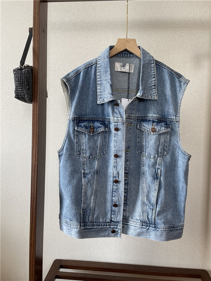 Ladies Denim Vest Loose Sleeveless Jacket Casual