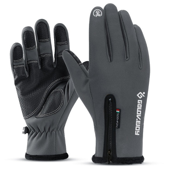 Thermal gloves for motorcycling - brown, black and gray