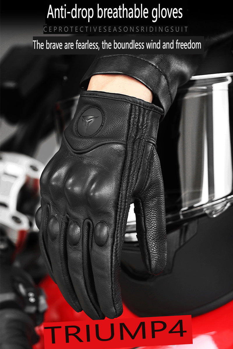 Motorbike  Men's And Women's Leather Carbon Cycling Gloves