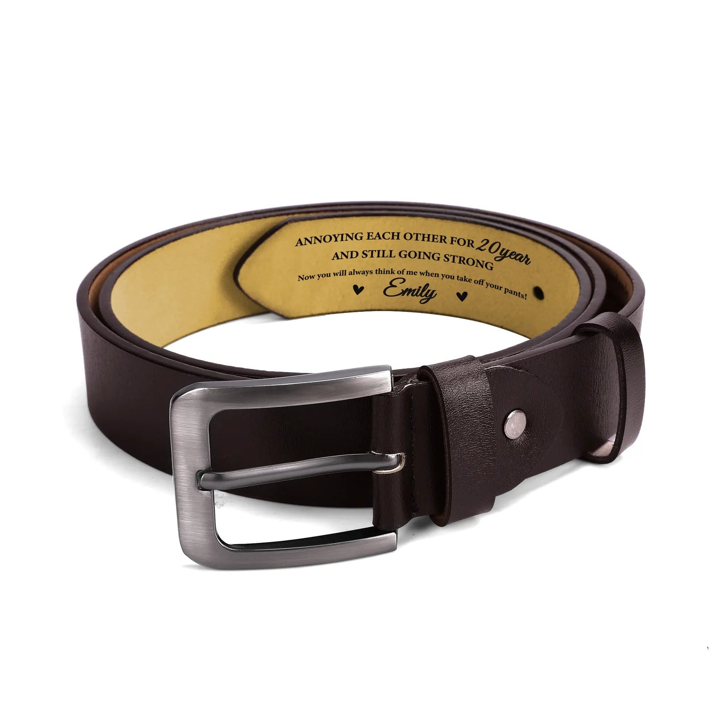 Men's Belt 100% Leather, Belt with Single Spike Buckle - modify with text