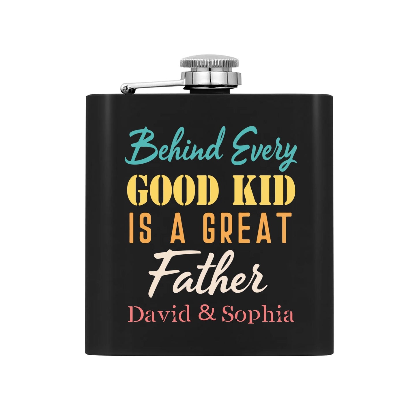 Personalized Hip Flask Set 7oz Black Stainless Steel with A Gift Box