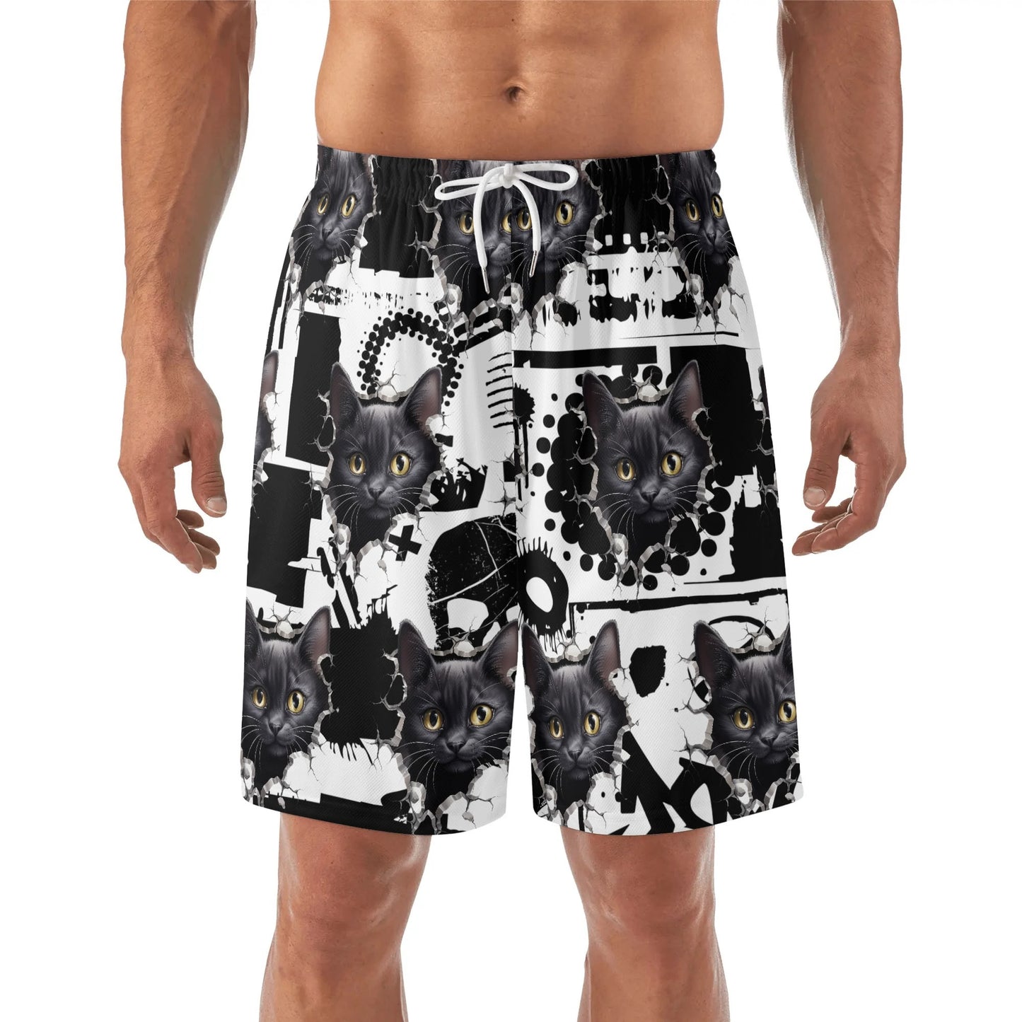 Mens Lightweight Hawaiian Beach Shorts