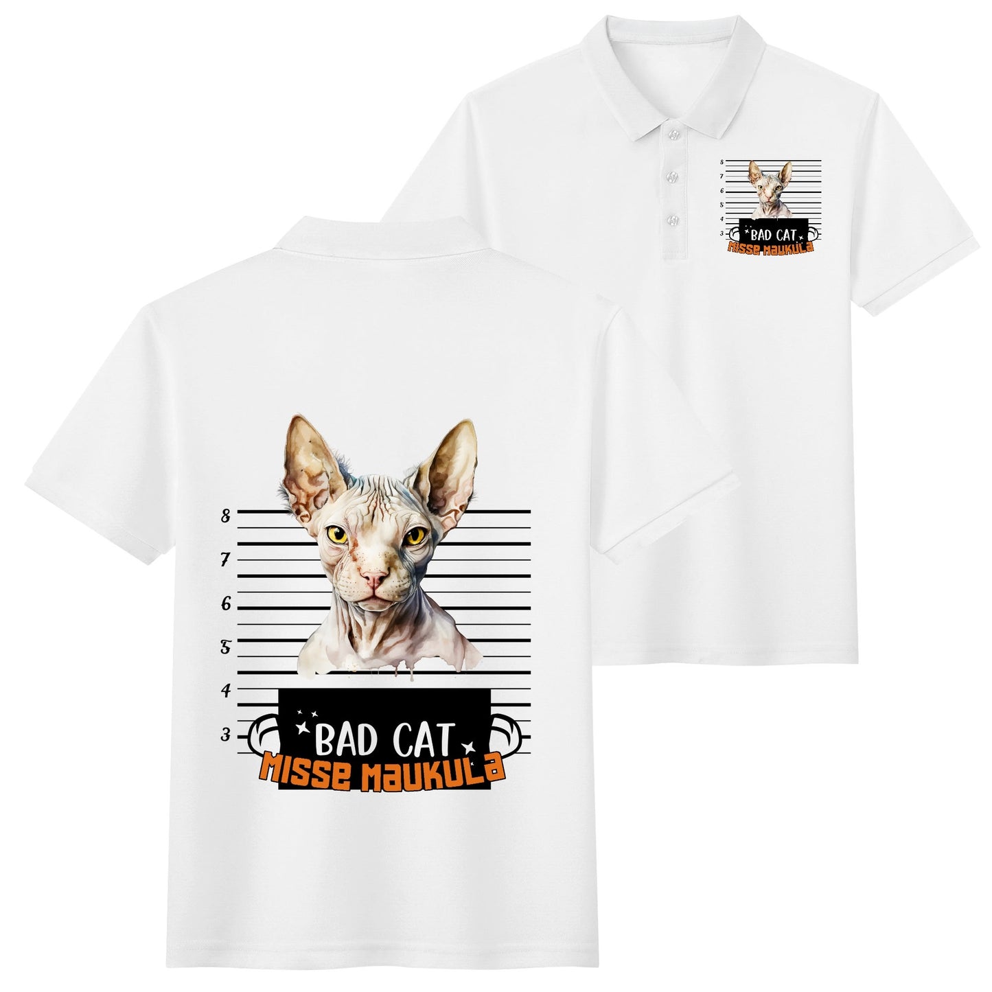 unisex bad cat Polo Shirt -  muokkaa millä tahansa omalla kuvalla, järjestelmä poistaa taustan