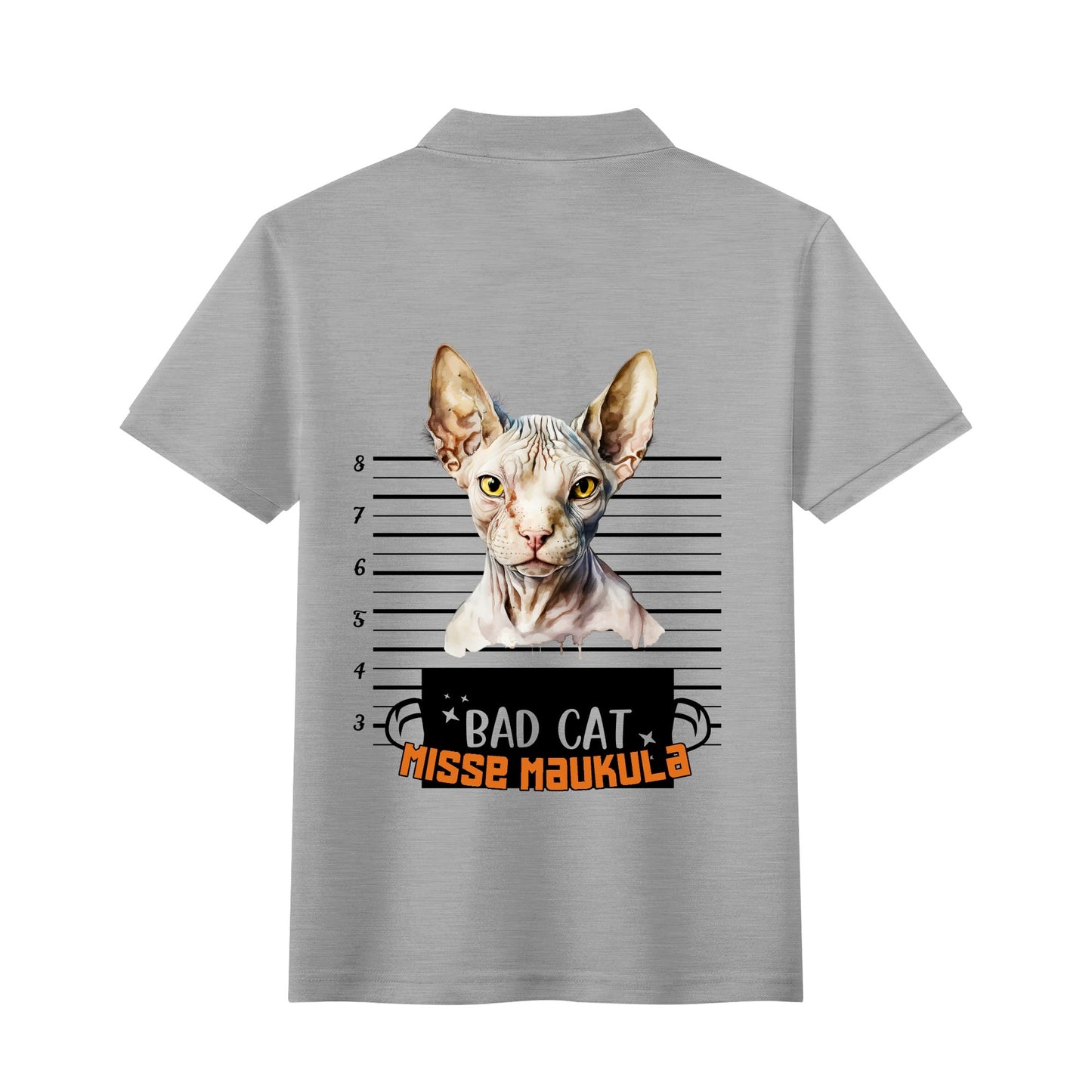 unisex bad cat Polo Shirt -  muokkaa millä tahansa omalla kuvalla, järjestelmä poistaa taustan