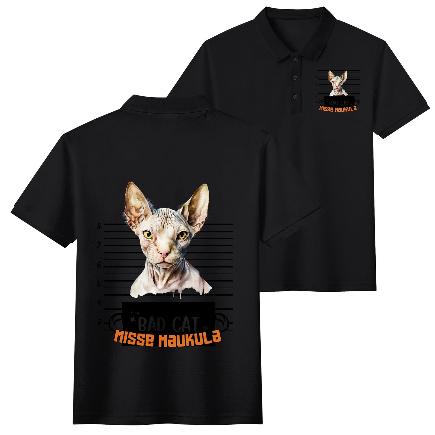 unisex bad cat Polo Shirt -  muokkaa millä tahansa omalla kuvalla, järjestelmä poistaa taustan